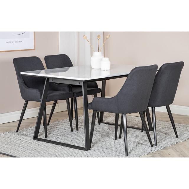 Cenobio Dining Set with 4 Chairs 17 Stories Colour (Chair): Black on Productcaster.