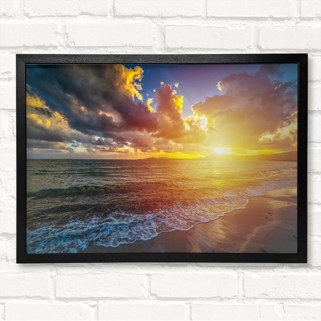 Sunset On The Beach Of Essex Framed Print Highland Dunes Size: 21cm H x 29.7cm W x 3cm D, Format: Black Framed Wood on Productcaster.