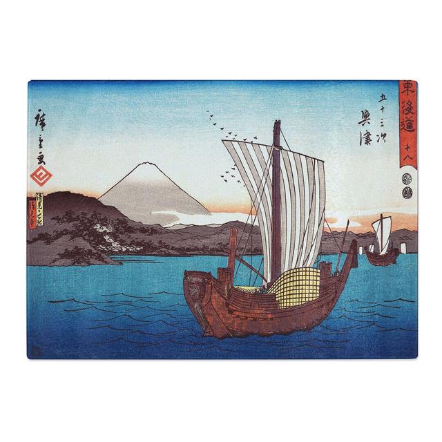 Tempered Glass Okitsu by Utagawa Hiroshige Chopping Board East Urban Home Size: 39 cm x 28.5 cm on Productcaster.