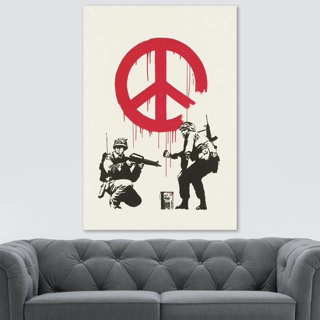 CND Soldiers by Banksy - Wrapped Canvas Print East Urban Home Size: 120cm H x 84cm W x 4cm D on Productcaster.