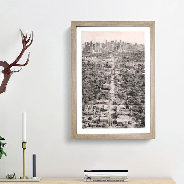 Road to the Miami Florida Skyline - Picture Frame Graphic Art Print East Urban Home Size: 87cm H x 62cm W x 2cm D, Frame Option: Oak Framed on Productcaster.