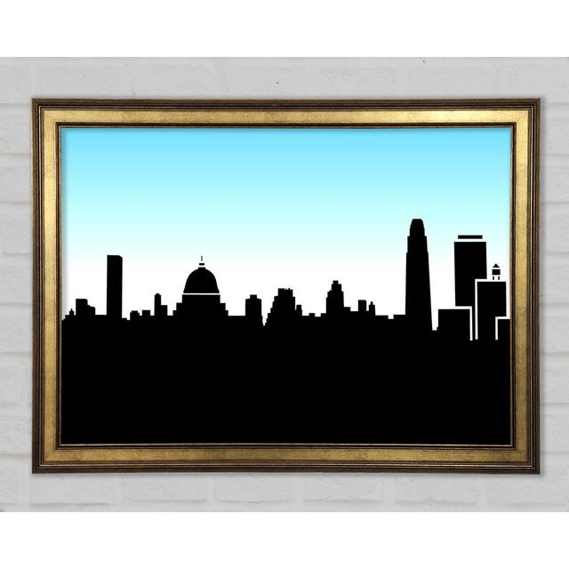 Skyline der Stadt Silhouette - Einzelner Bilderrahmen Kunstdrucke auf Holz 17 Stories Größe: 59,1 cm H x 84,1 cm B x 1,5 cm T on Productcaster.