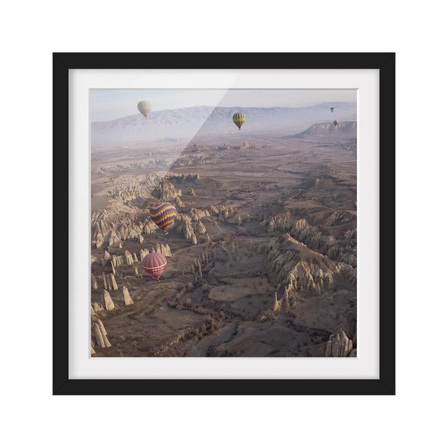 Hot Air Balloons over Anatolia - Picture Frame Photograph Union Rustic Frame Option: Black Framed, Size: 50cm H x 50cm W x 2cm D on Productcaster.