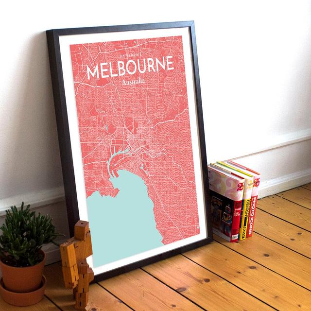 Melbourne City Map - Unframed Graphic Art Print on Paper East Urban Home Size: 50.8cm H x 40.6cm W x 0.13cm D x 0.13cm D on Productcaster.