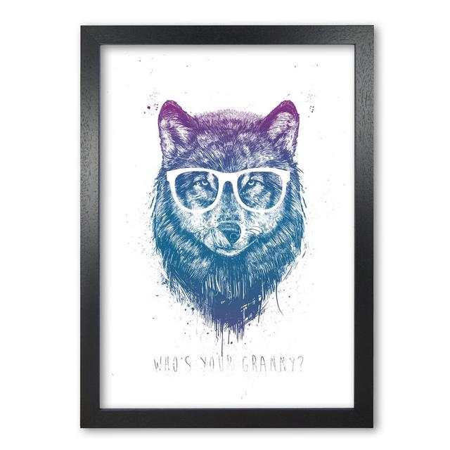 Who's Your Granny? Wolf by Mercedes Lopes Charro - Graphic Art Print on Paper East Urban Home Frame Options: Black Grain, Size: 42 cm H x 29.7 cm W x on Productcaster.