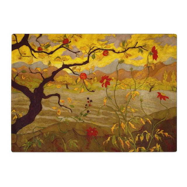 Apple Tree with Fruit by Paul Ranson Chopping Board East Urban Home Size: 0.4cm H x 29cm W x 39cm L on Productcaster.