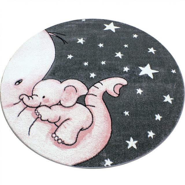 Leflore Baby Elephant Hooked Pink/Grey Rug Isabelle & Max Rug Size: Round 160cm on Productcaster.