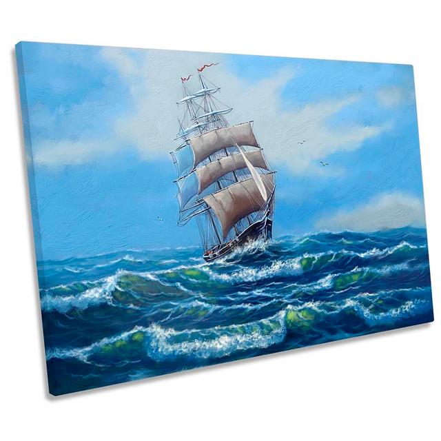 Old Sail Ship Ocean Framed - Wrapped Canvas Print Longshore Tides Size: 61cm H x 91.4cm W x 4cm D on Productcaster.