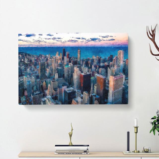 The Beauty Of The Chicago Skyline - Wrapped Canvas Painting East Urban Home Size: 35cm H x 50cm W x 3cm D on Productcaster.