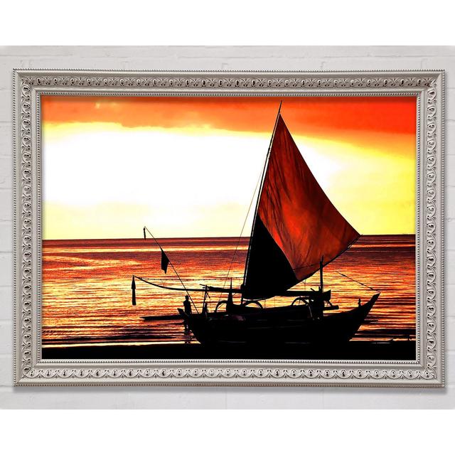 Beautiful Sail Boat At Sunset - Single Picture Frame Art Prints Bright Star Size: 29.7cm H x 42cm W x 3cm D on Productcaster.