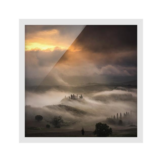 Fog Waves - Picture Frame Photograph Ebern Designs Size: 30cm H x 30cm W x 2cm D, Frame Option: White Framed on Productcaster.