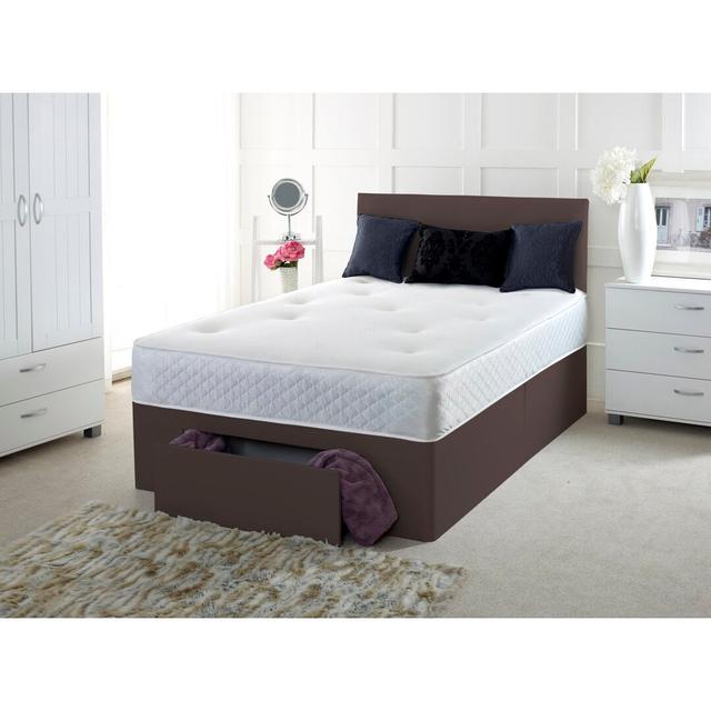 Grandwood Pocketsprung Divan Bed Set 17 Stories Colour: Brown, Size: Super King (6'), Storage Type: 4 Drawers on Productcaster.