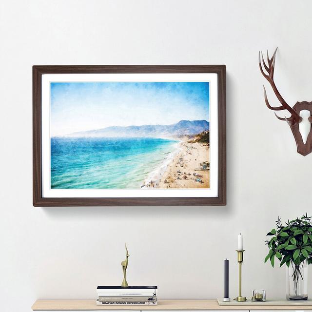 Malibu Beach in California - Picture Frame Painting Print East Urban Home Size: 45cm H x 63cm W x 2cm D, Frame Option: Walnut Framed on Productcaster.