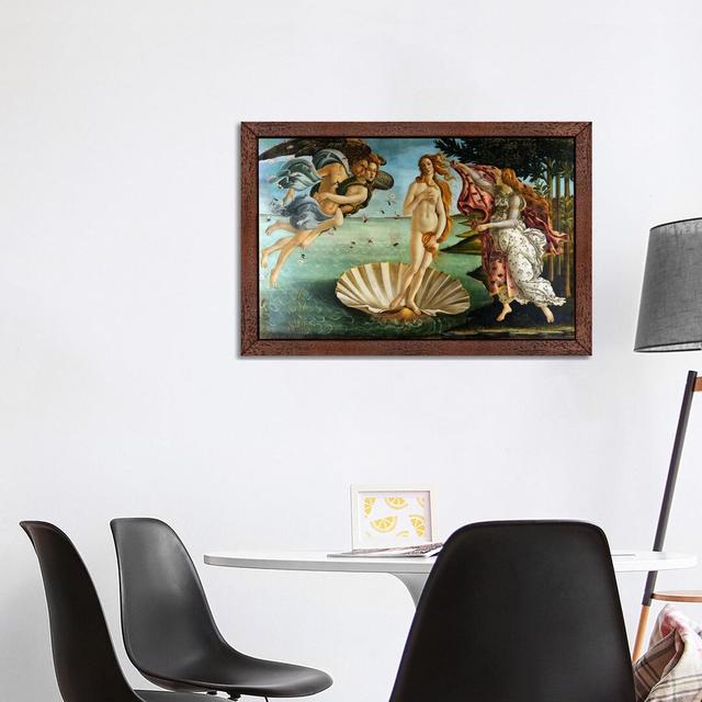 'Birth of Venus' by Sandro Botticelli- Floater Frame Painting Print on Canvas Astoria Grand Frame Option: Brown, Size: 102cm H x 152cm W x 4cm D on Productcaster.