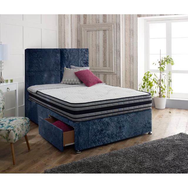 Inman Upholstered Divan Bed and Headboard Rosdorf Park Storage Type: 2 Drawers Same Side, Size: Kingsize (5'), Colour: Mid Grey on Productcaster.