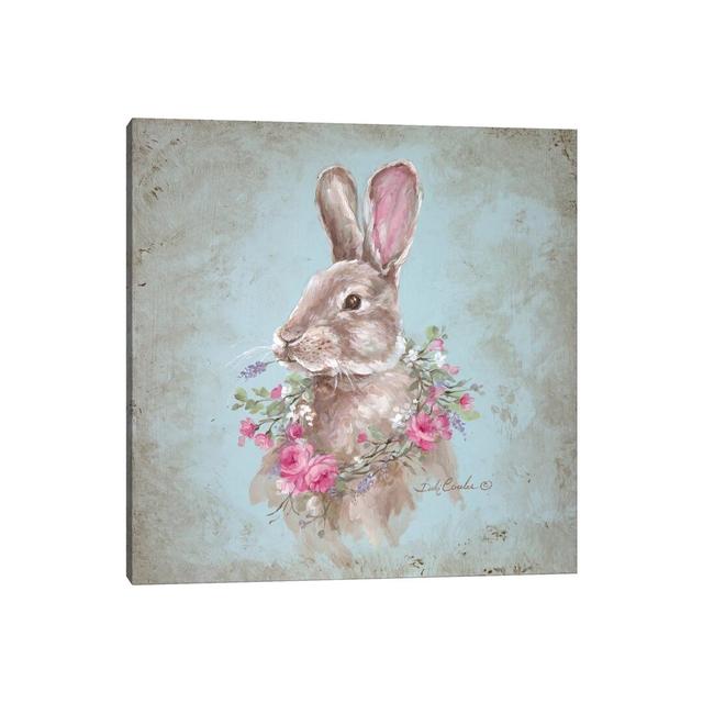 Bunny With Wreath by Debi Coules - Painting on Canvas August Grove Frame Option: No Frame, Size: 45.72cm H x 45.72cm W x 3.81cm D on Productcaster.