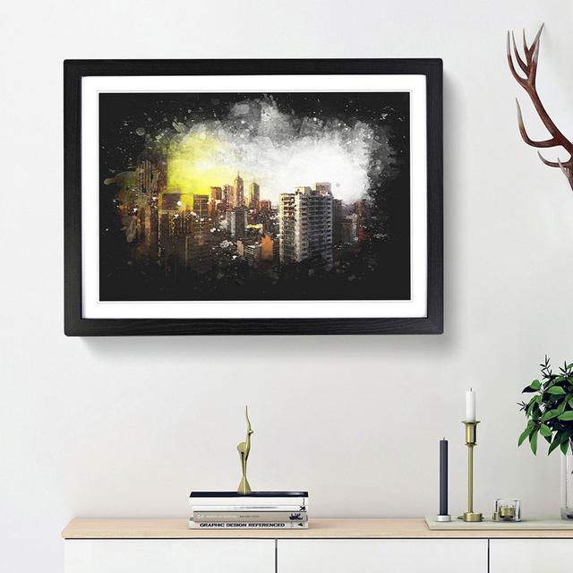 Melbourne Australia Skyline Abstract - Picture Frame Graphic Art Print East Urban Home Size: 24cm H x 33cm W x 2cm D, Frame Option: Black Framed on Productcaster.