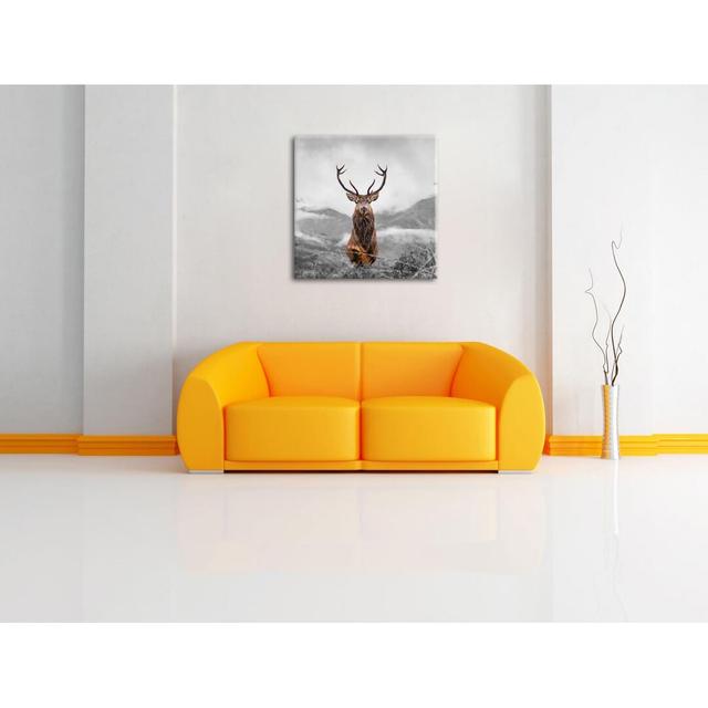 Leinwandbild Majestic Deer in Mountain Landscape Alpen Home Größe: 70 cm H x 70 cm B x 1,8 cm T on Productcaster.