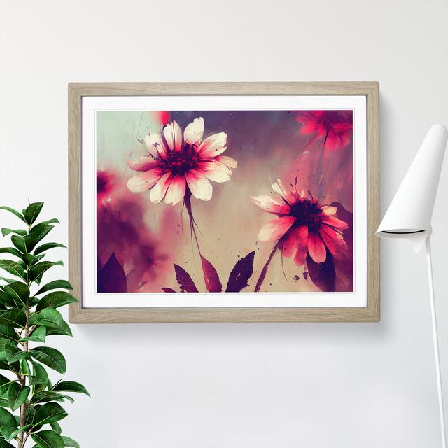 Seductive Modern Flowers Abstract - Picture Frame Painting Marlow Home Co. Frame Colour: Oak , Size: 34cm H x 46cm W x 2cm D on Productcaster.