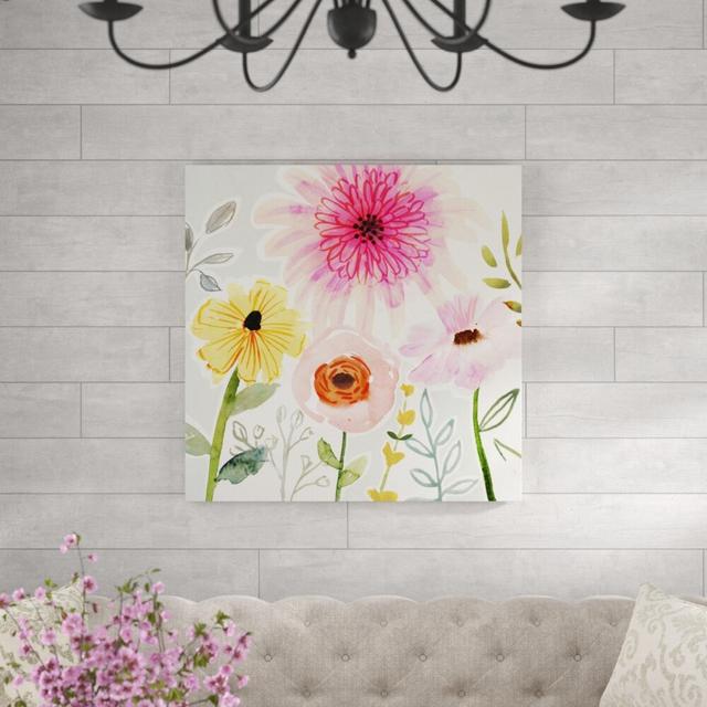 Floral Pop II by Victoria Borges - Painting Mack + Milo Format: Wrapped Canvas, Size: 91cm H x 91cm W on Productcaster.