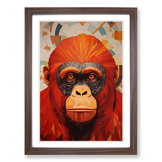 Orangutan Constructivism No.2 - Single Picture Frame Art Prints on Wood World Menagerie Size: 64cm H x 46cm W x 2cm D, Frame Colour: Walnut on Productcaster.