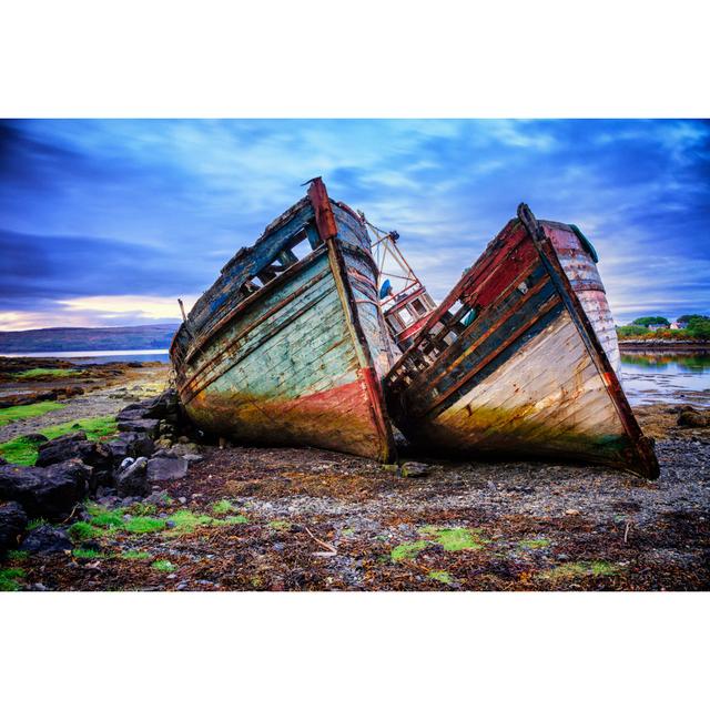 Old Trawlers by Theasis - No Frame Print on Canvas Breakwater Bay Size: 81cm H x 122cm W on Productcaster.