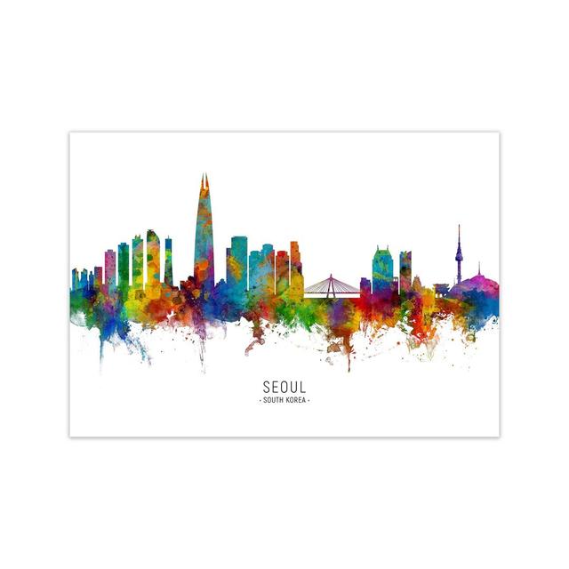 Seoul South Korea Skyline by Michael Tompsett - Graphic Art Print on Canvas Ebern Designs Size: 60cm H x 84cm W x 1cm D, Format: Unframed on Productcaster.