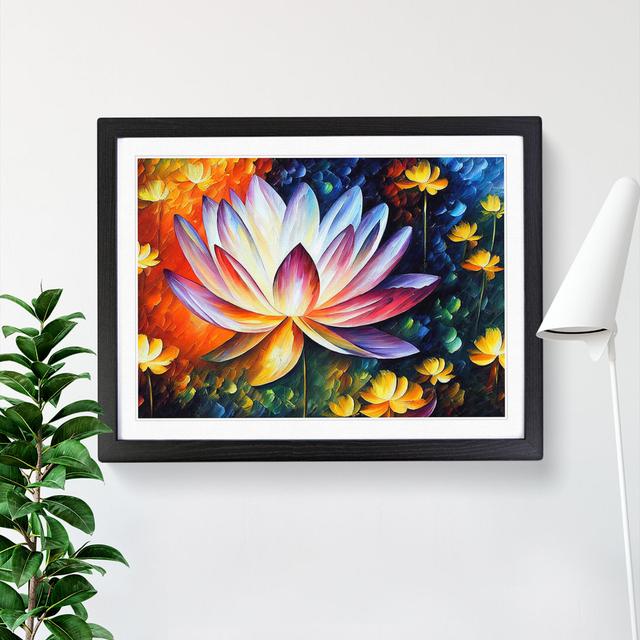 XH1022-6662X Painted Lotus Flower Vol.4 - Single Picture Frame Painting Marlow Home Co. Size: 46cm H x 64cm W x 2cm D, Format: Black Framed on Productcaster.