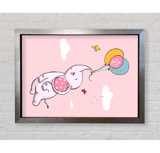 Pink Elephant Floating On Balloons - Print Bright Star Size: 59.7cm H x 42cm W x 3.4cm D on Productcaster.