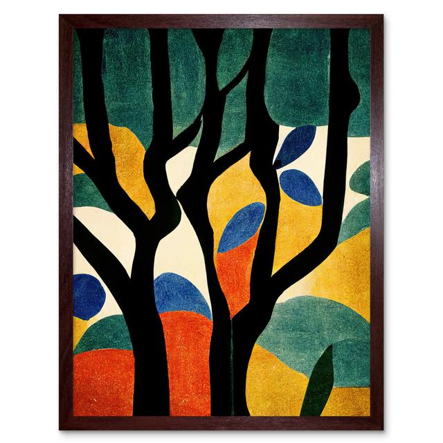 Autumn Trees Minimalist Matisse Style - Art Prints Wee Blue Coo Format: Brown Framed Paper, Size: 43cm H x 33cm W on Productcaster.