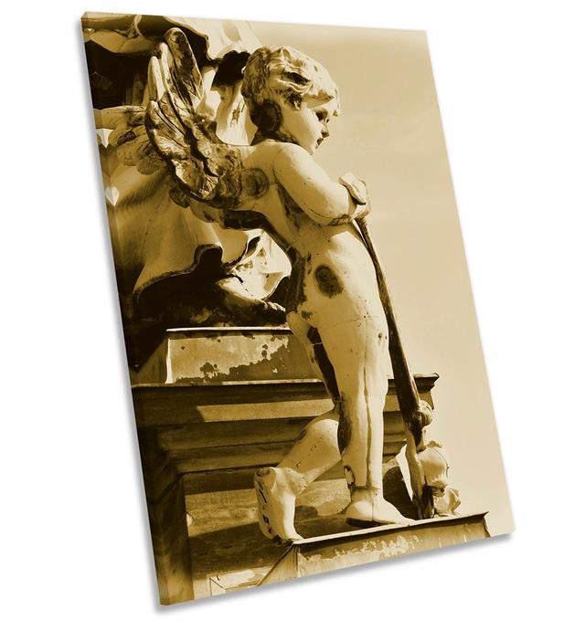 Angel Statue Cathedral - Wrapped Canvas Print Marlow Home Co. Size: 61cm H x 40.6cm W x 2cm D on Productcaster.