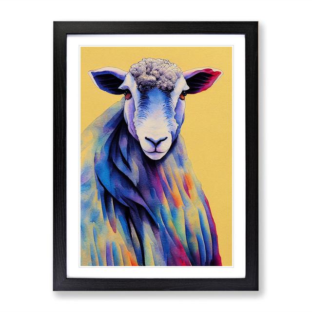 Watercolour Sheep No.1 - Picture Frame Painting Latitude Run Frame Colour: Black, Size: 34cm H x 25cm W x 2cm D on Productcaster.