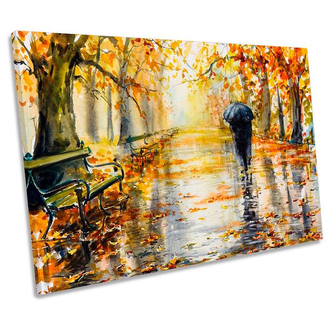 Umbrella Autumn Park Trees - Wrapped Canvas Painting Rosalind Wheeler Size: 50.8cm H x 76.2cm W x 2cm D on Productcaster.