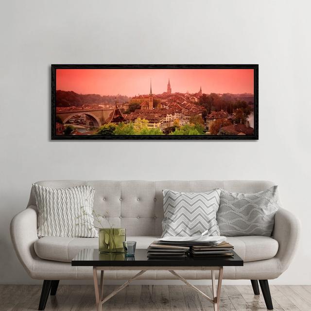 Dusk Bern Switzerland by Panoramic Images - Panoramic Gallery-Wrapped Canvas Giclée on Canvas Ebern Designs Size: 60.96cm H x 182.88cm W x 3.81cm D, F on Productcaster.