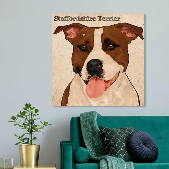 Staffordshire Terrier by Oliver Gal - Wrapped Canvas Print East Urban Home Size: 109.2cm H x 109.2cm W on Productcaster.