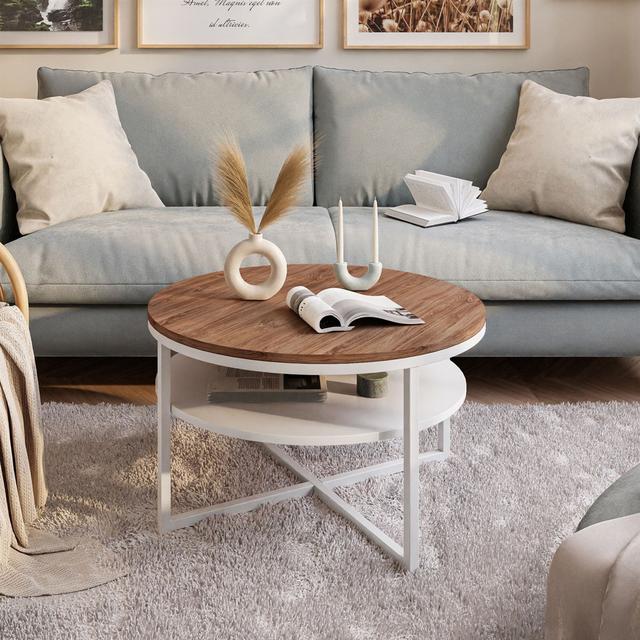 Lottye Frame Coffee Table Latitude Run Colour: White/Light Brown on Productcaster.