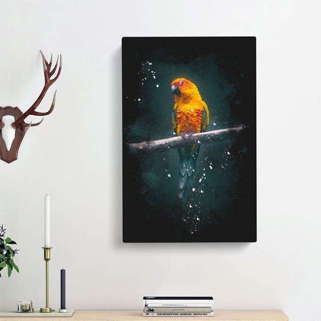 Perched Parrot - Wrapped Canvas Painting Print East Urban Home Size: 60cm H x 40cm W x 3cm D on Productcaster.