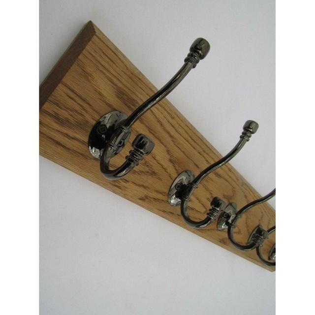 Solid Wood 2 - Hook Wall Mounted Coat Rack Ironmongery World Colour: Polished Black/Nickel on Productcaster.