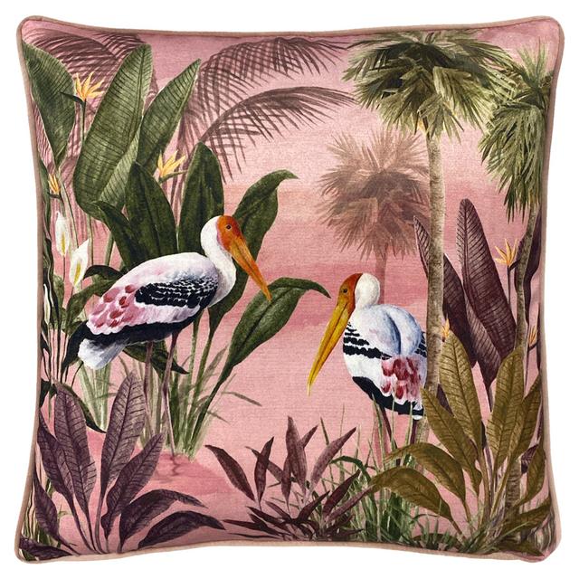 Platalea Botanical Piped Polyester Filled Cushion Paoletti Colour: Pink on Productcaster.