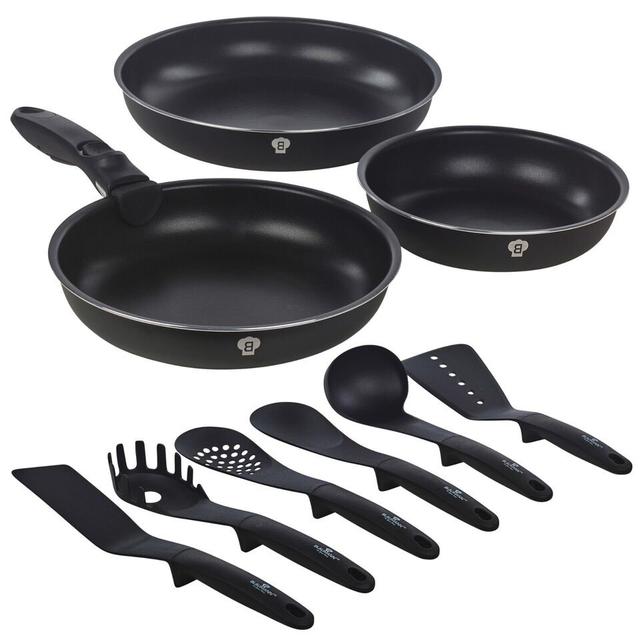 3 - Piece Non-Stick Aluminium Cookware Set Blaumann Colour: Matt Black on Productcaster.