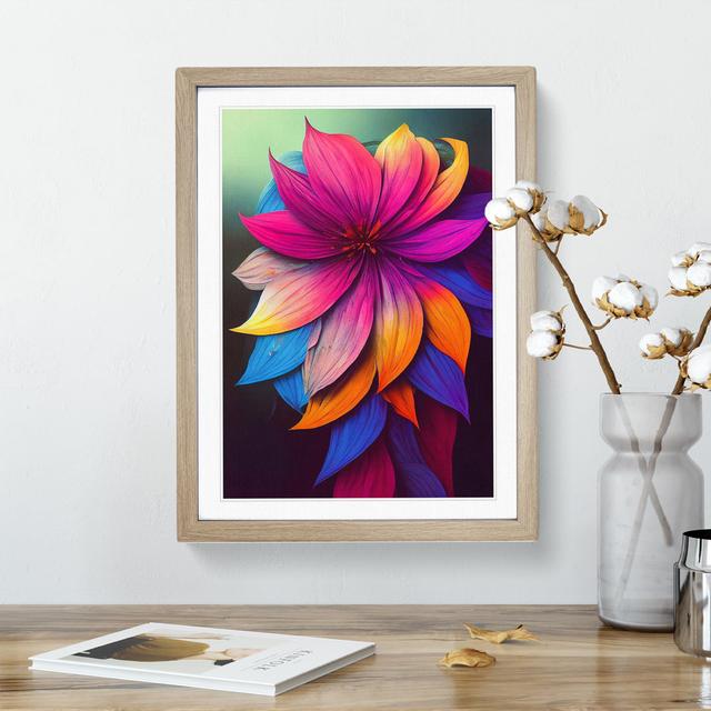 Brilliant Flower - Print Marlow Home Co. Matte Colour: White, Format: Oak Framed, Size: 48cm H x 36cm W on Productcaster.