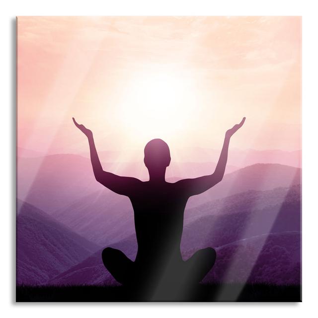 Yoga in the Mountains - Unframed Photograph on Glass Union Rustic Size: 80cm H x 80cm W x 0.4cm D on Productcaster.