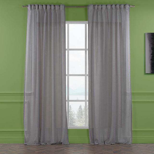 Extra Long & Extra Wide Faux Linen Sheer Curtain Panels (Set of 2) Lilijan Home & Curtain Panel Size: 280cm Width x 265cm Drop, Curtain Colour: Grey on Productcaster.