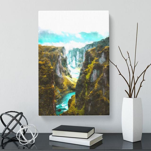 Ravine Between Mountains In Iceland - Wrapped Canvas Painting East Urban Home Size: 76cm H x 50cm W x 3cm D on Productcaster.