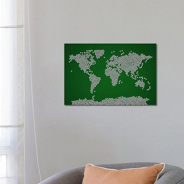 Football Soccer Balls World Map by Michael Tompsett - Wrapped Canvas Painting ClassicLiving Size: 45.72cm H x 66.04cm W x 3.81cm D on Productcaster.