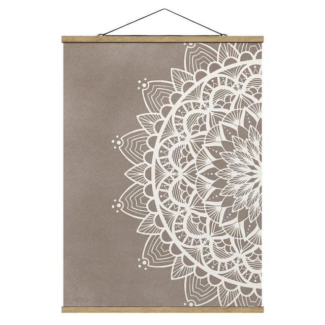 Mandala Illustration Shabby White Beige - Unframed Graphic Art Bloomsbury Market Size: 106.5cm H x 80cm W x 0.3cm D on Productcaster.