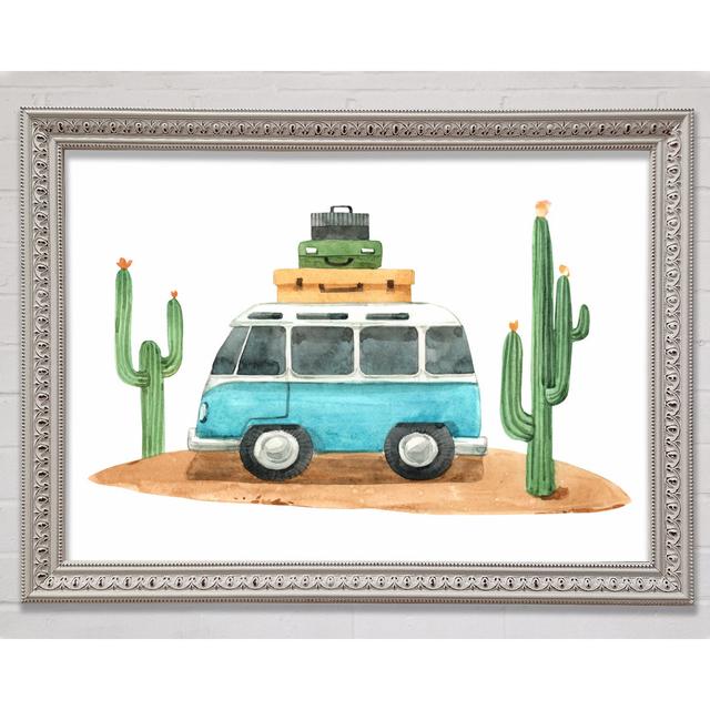 Gerahmtes Leinwandbild Vw Camper Cactus Gracie Oaks Größe: 60 cm H x 84 cm B x 3 cm T, Format: Poster mit weißem Rahmen on Productcaster.