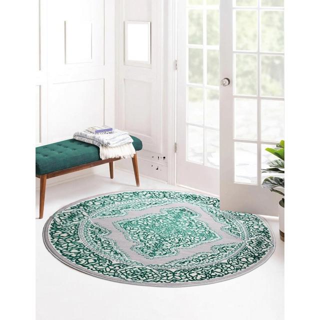 Brackney Floral Machine Woven Area Rug Latitude Vive Rug Size: Round 120cm on Productcaster.