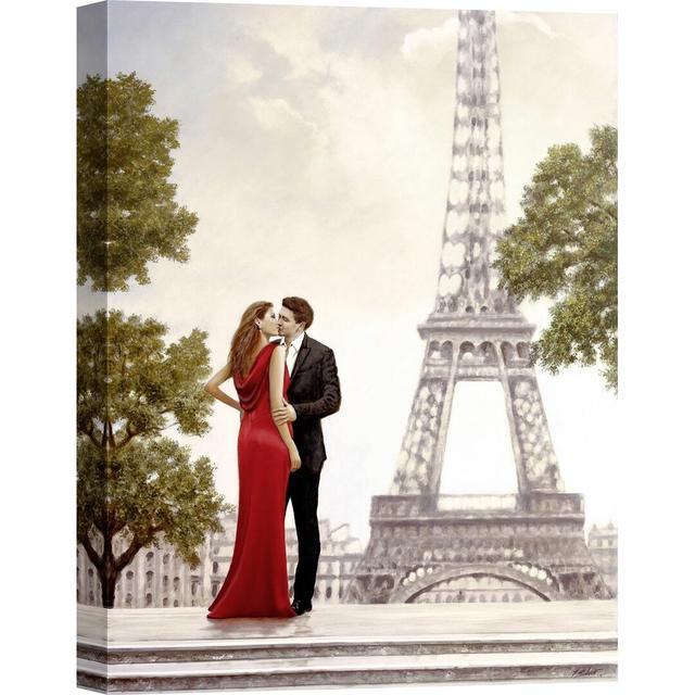 'Love in Paris' by John Silver - Wrapped Canvas Painting Print Ebern Designs Size: 100cm H x 70cm W x 4cm D on Productcaster.