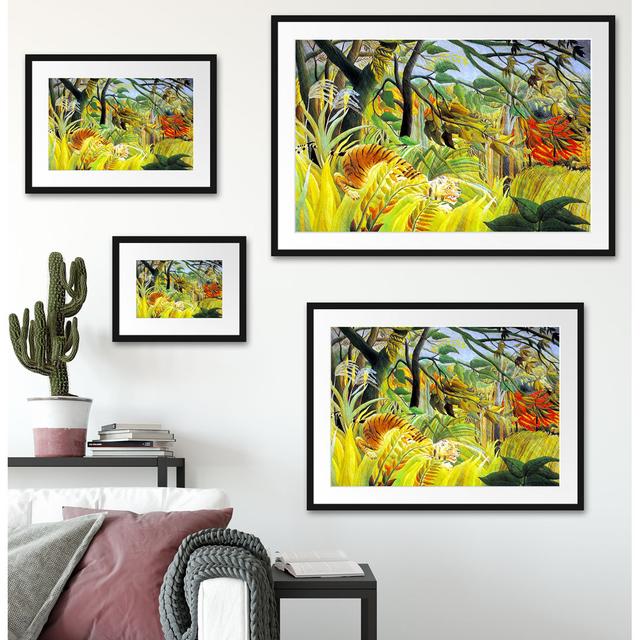 Gerahmter Kunstdruck Tigers Surprised by Tropical Storm von Henri Rousseau Sansibar Home Format: Rahmenmalerei, Maße: 40 cm H x 55 cm B x 2,5 cm T on Productcaster.